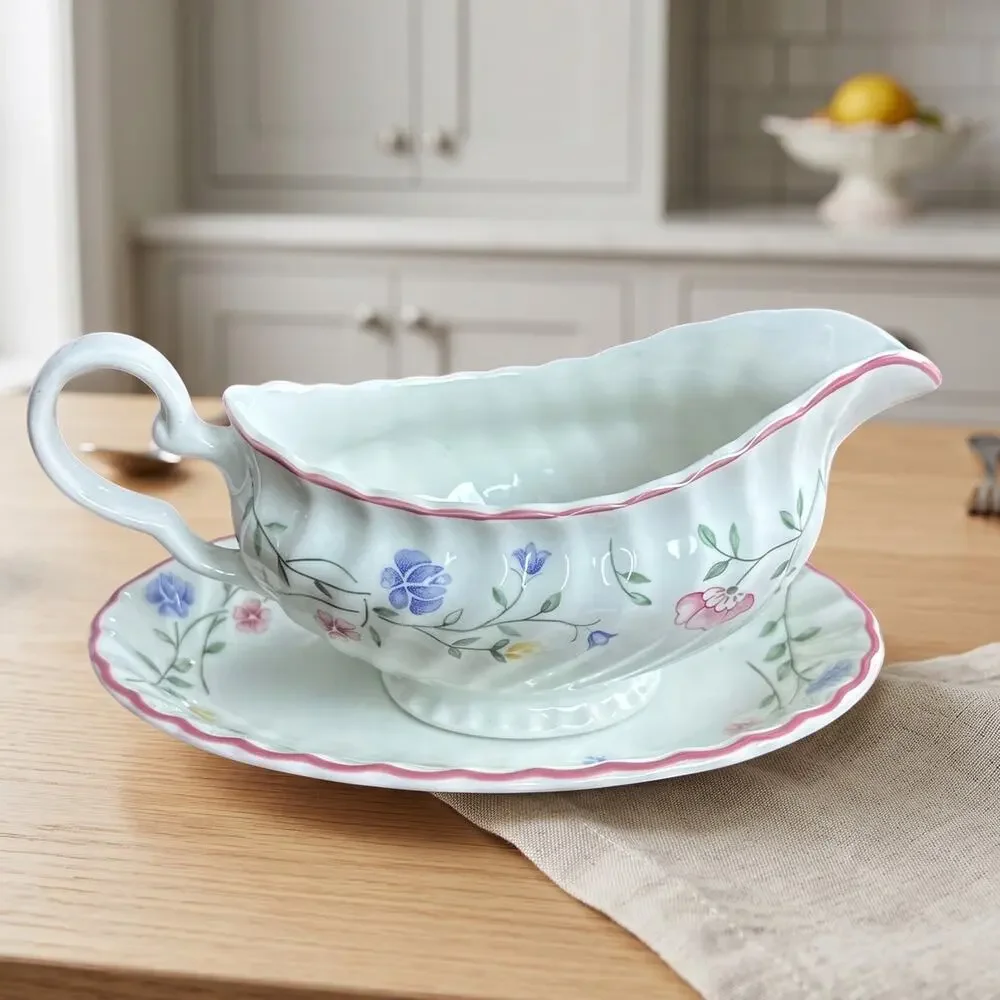 Vintage Johnson Brothers Summer Chintz Gravy Boat Underplate Grandmillennial